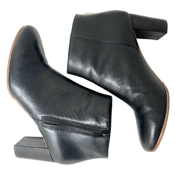 Loeffler Randall Ana-Va Block Heels Side Zip Leather Ankle Boots Black Size 6.5 - Picture 1 of 17